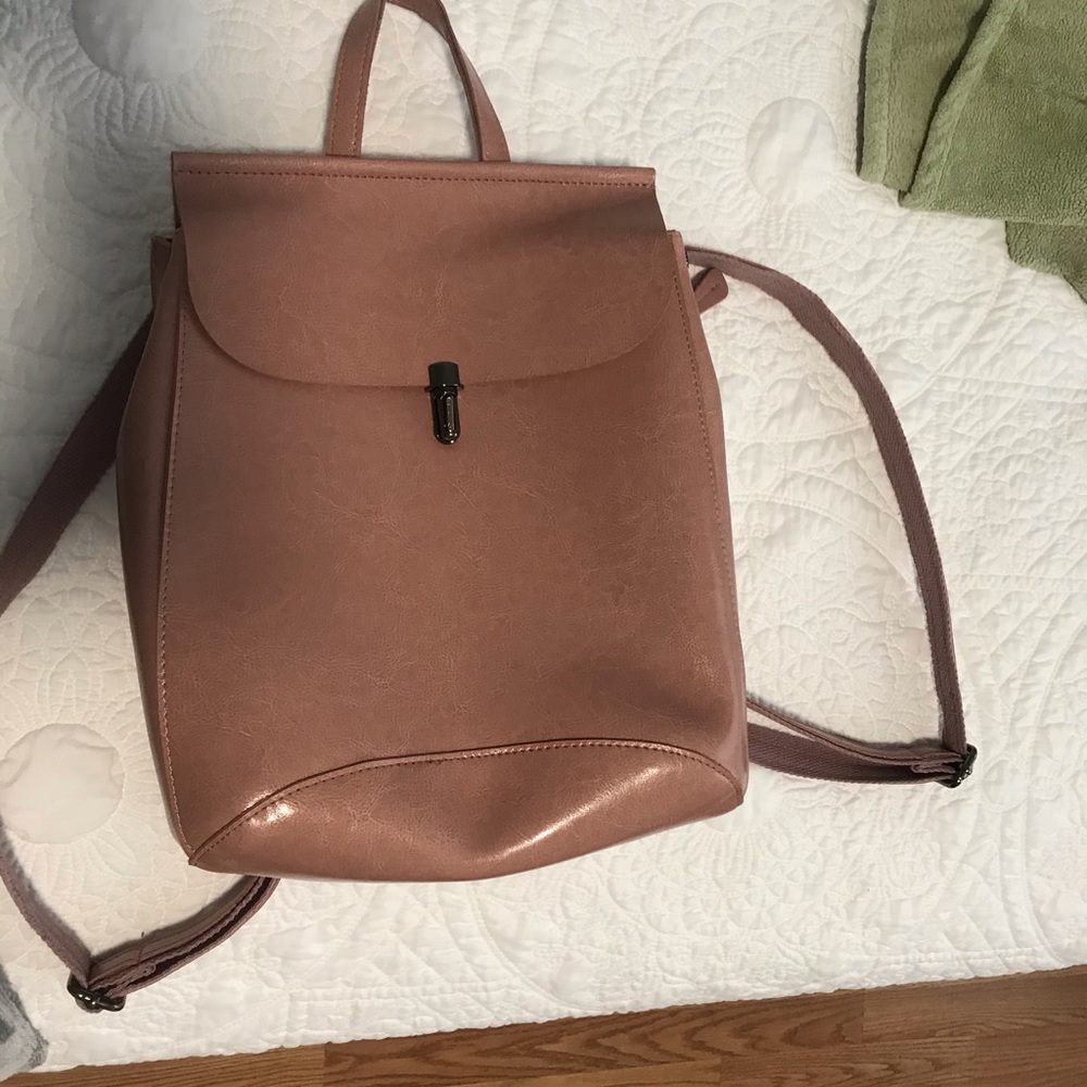 Leather Pink Multifunctional Backpack - image 2